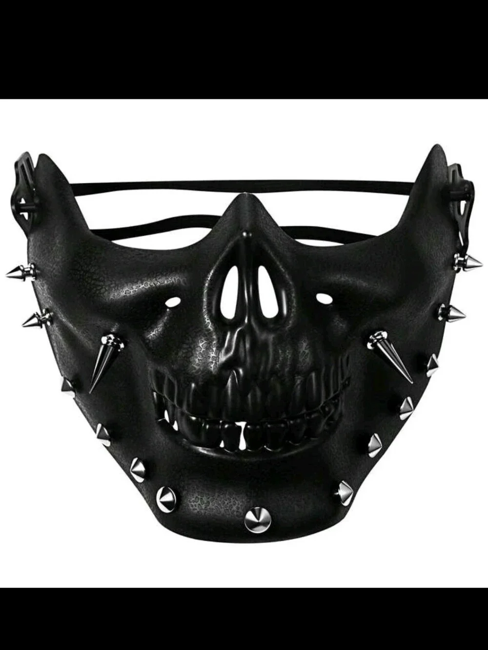 Studded Black Skull Face Mask - Women Accessories